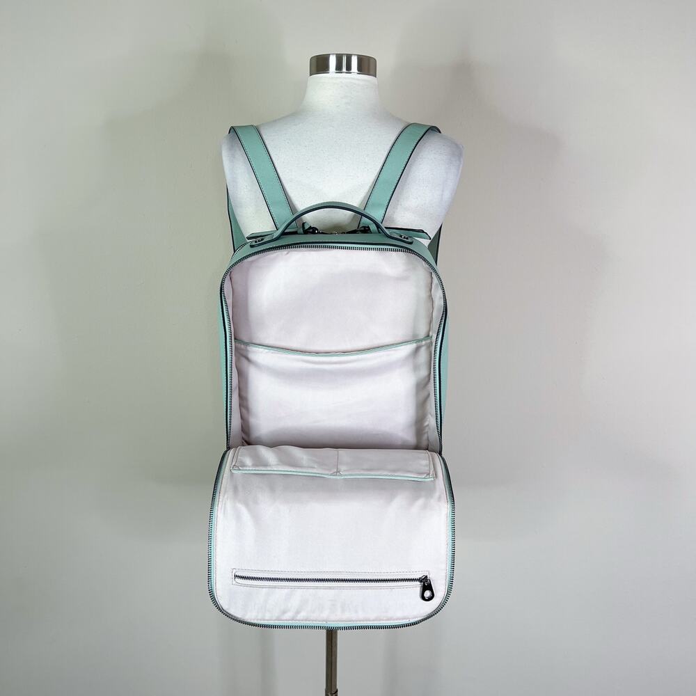 Calpak | Kaya 15in Aqua Pastel Mint Green Blue Faux Leather Laptop Backpack Bag - Picture 5 of 10